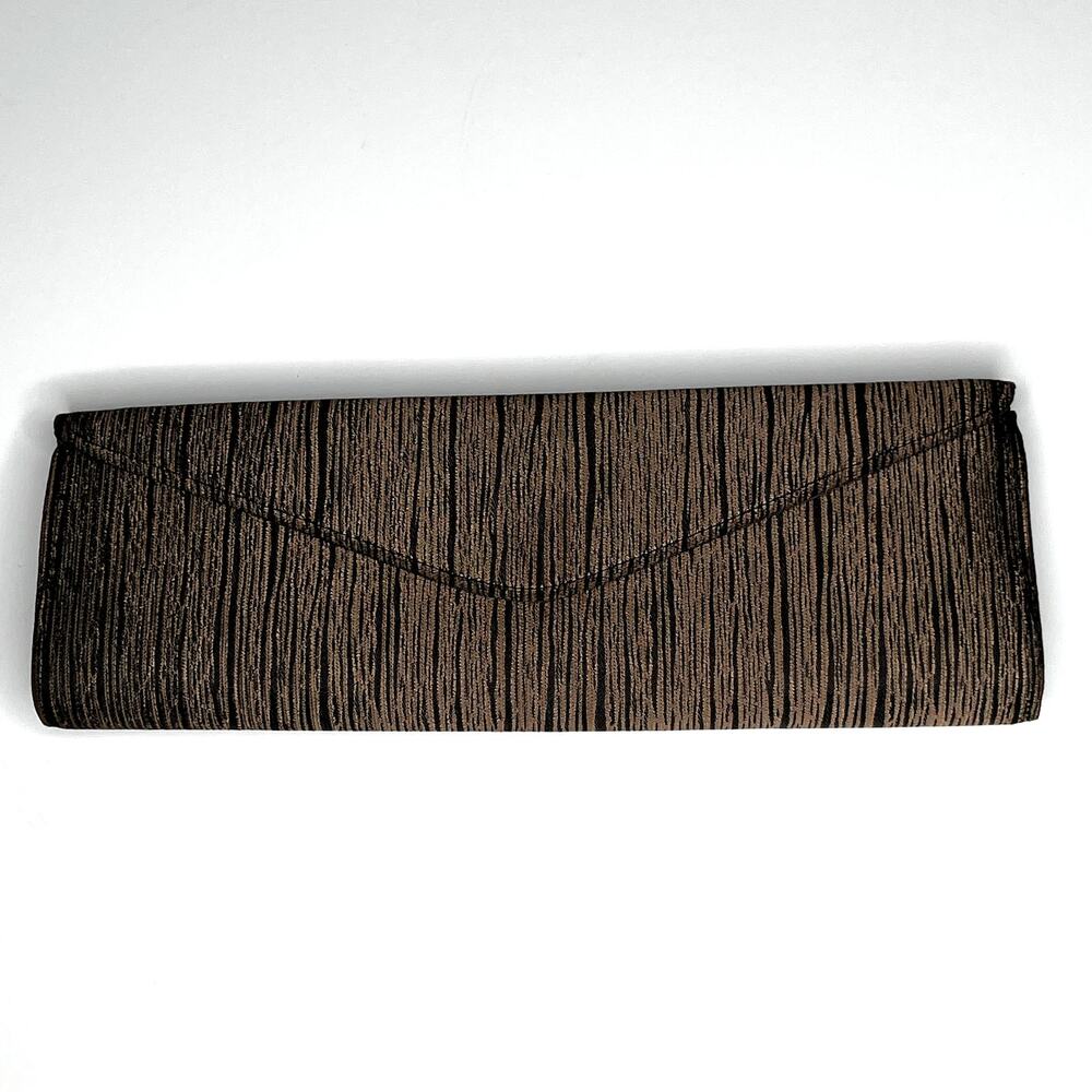 Vintage 1950s Brown Black Envelope Clutch Purse Handbag Garlands St Louis 1956